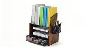 House Of Bazaar 198715222883 Wooden Desk Organizer - 4-tier Desktop File With Drawer