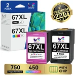 67XL Ink Cartridge For Hp Deskjet 2700 2755E 4100E 4155E Envy 6000 6452E Printer. Fixed Price $31.87.