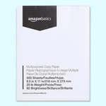 Amazon Basics Multipurpose Copy Printer Paper, 8.5 1 Ream 500 Sheets, White. Fixed Price $10.44.