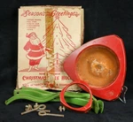 Original Box: Vintage Metal Christmas Tree Stand By New Monarch Des Moines. Fixed Price $25.00.