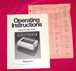 Panasonic KX-P1091I Printer Operating Instructions Manual & Control Codes Sheet. Fixed Price $10.00.