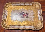 Vintage Mita Florentine Floral Gilt 10''X7.5'' Paper Tray Made Florence Italy. Fixed Price $40.00.