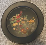 Vintage Hand Painted Tole Tray Victorian APPROX.1925 X-large 19" Dia.by C.zoll. Fixed Price $55.95.