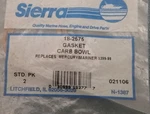 QTY2 New Sierra 18-2575 Float Bowl Cover Gasket Mercury Mariner 6-110HP. Fixed Price $12.72.