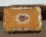 Vintage Mita Florentine Floral Gilt 9'' X 6'' Paper Tray Made Florence Italy. Fixed Price $69.95.