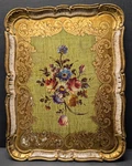 Vintage Mita Florentine Floral Gilt 16''X 13'' Paper Tray Made Florence Italy. Fixed Price $69.99.
