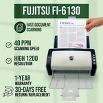 Fujitsu FI-6130 Scanner For Business W/adapter+usb+drivers Zero Rollers Count. Fixed Price $126.25.
