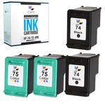 4-PACK Cmyi Compatible Hp Printer Ink 74 75 For Photosmart C4385 C4388 C4390. Fixed Price $33.14.