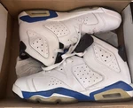 7Y-8.5W White And Blue Air Jordan 6 Retro Bg- Motorsport Used/great Condition. Fixed Price $67.50.